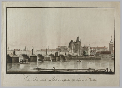 Ludvik Kohl, Pohled na Vltavu s Karlovym mostem, lept, 1792 - 1794